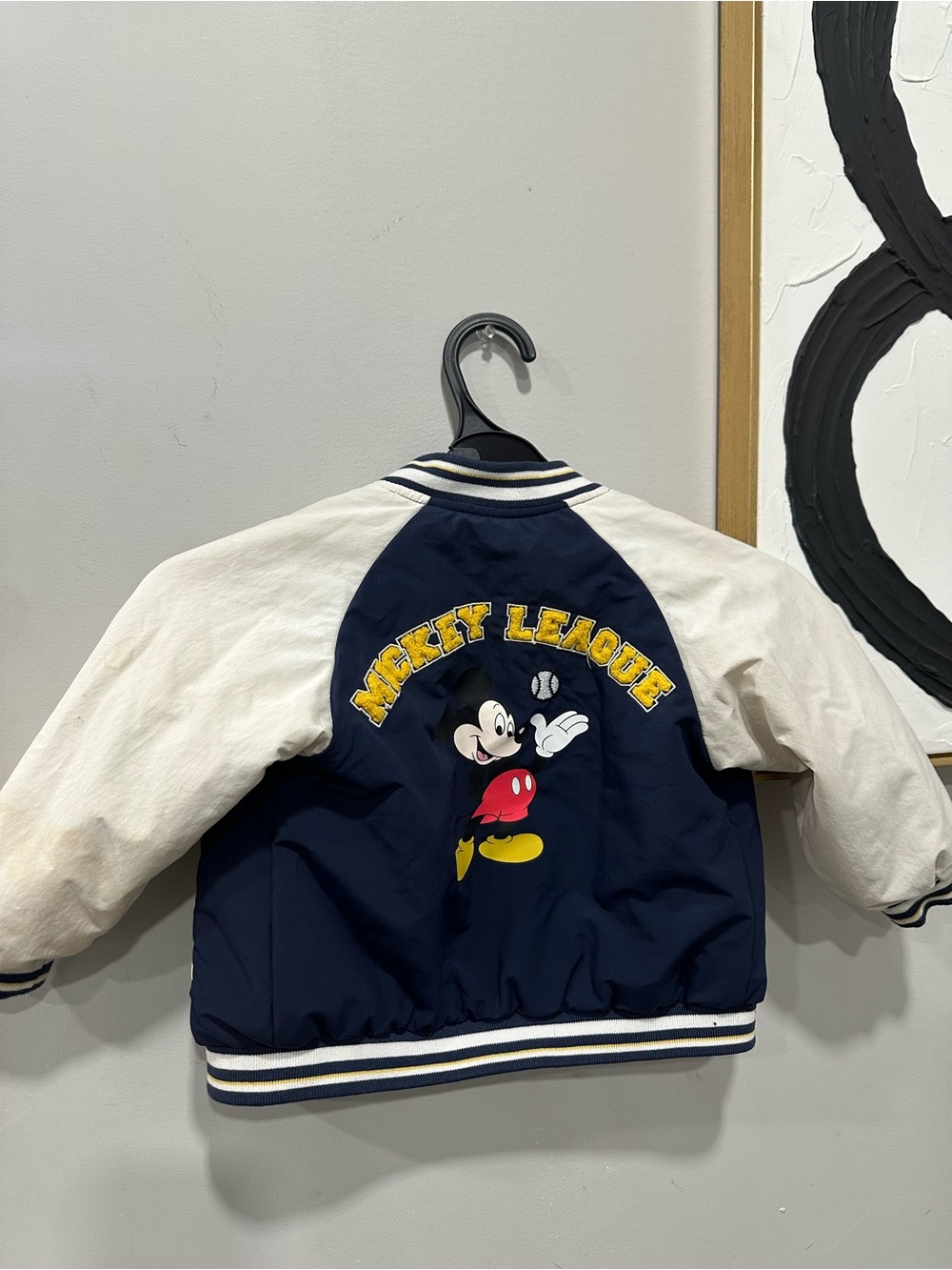 Mickey League Navy and White Kids Baseball Jacket